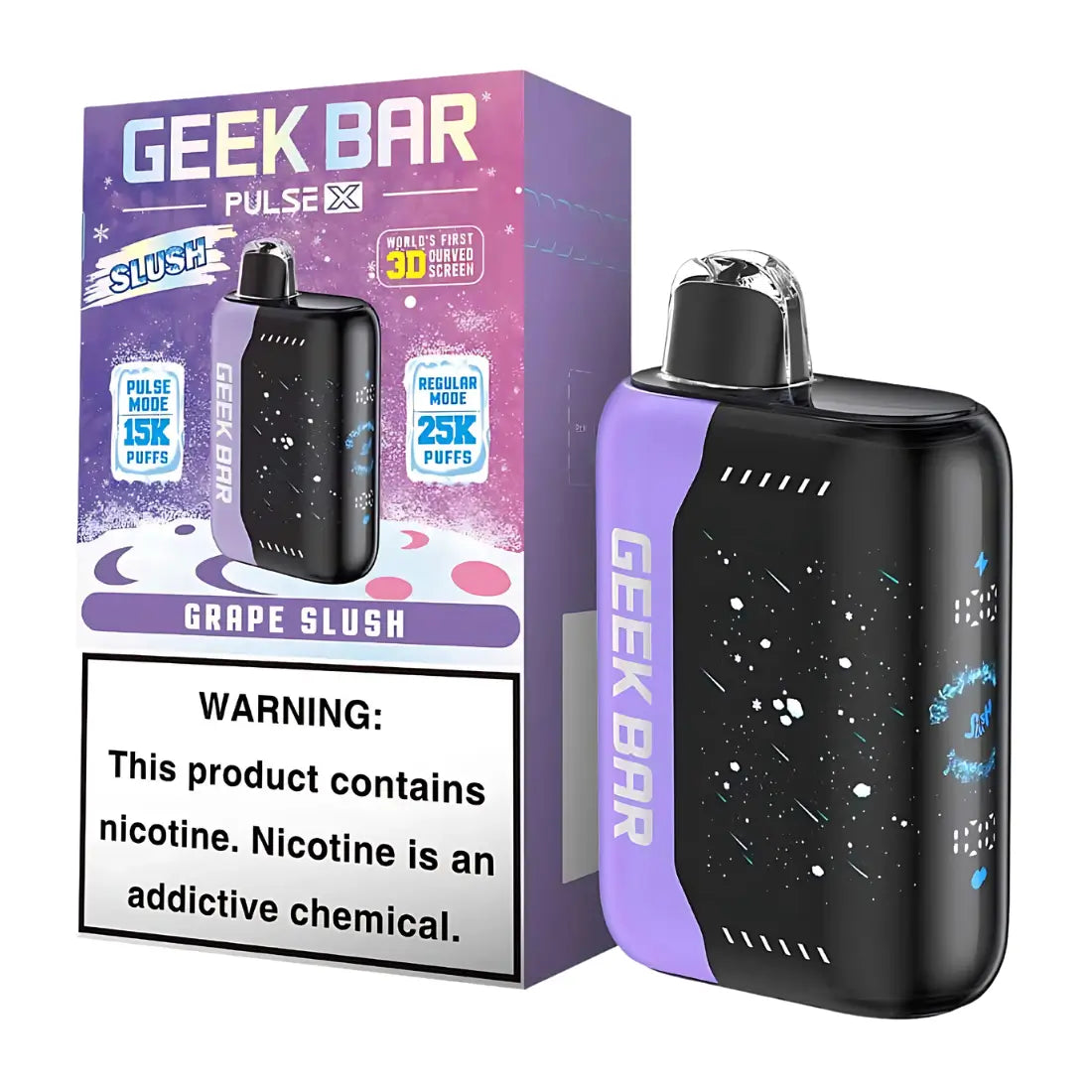 GEEK BAR PULSE X 25K GRAPE SLUSH Abu Amin Distribution Company AADC GEEK BAR PULSE X 25K GRAPE SLUSH Abu Amin Distribution Company AADC