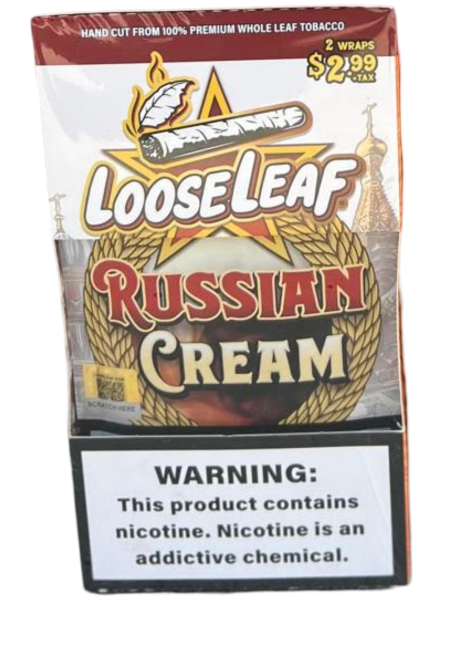LOOSELEAF 2-PACK WRAPS - Russian Cream (40 COUNT) Abu Amin Distribution Company AADC LOOSELEAF 2-PACK WRAPS - Russian Cream (40 COUNT) Abu Amin Distribution Company AADC