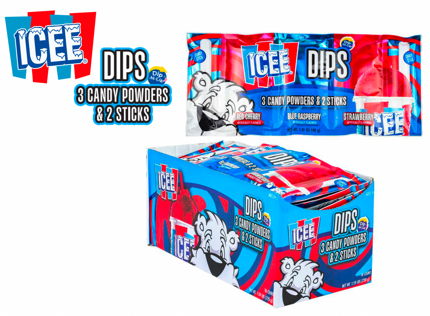 ICEE 3 PK DIPS CANDY/POWDER/STICK