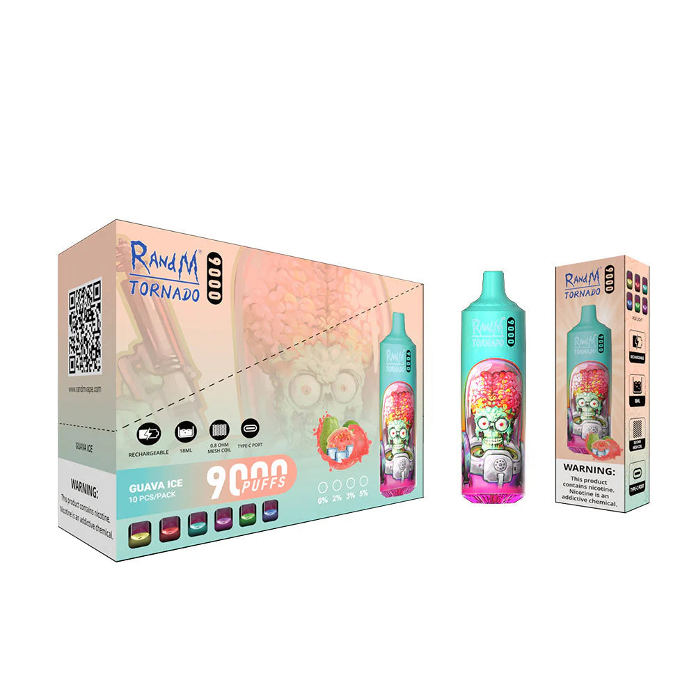 RANDM TORNADO 9K PUFFS DISPOSABLE VAPE Guava Ice